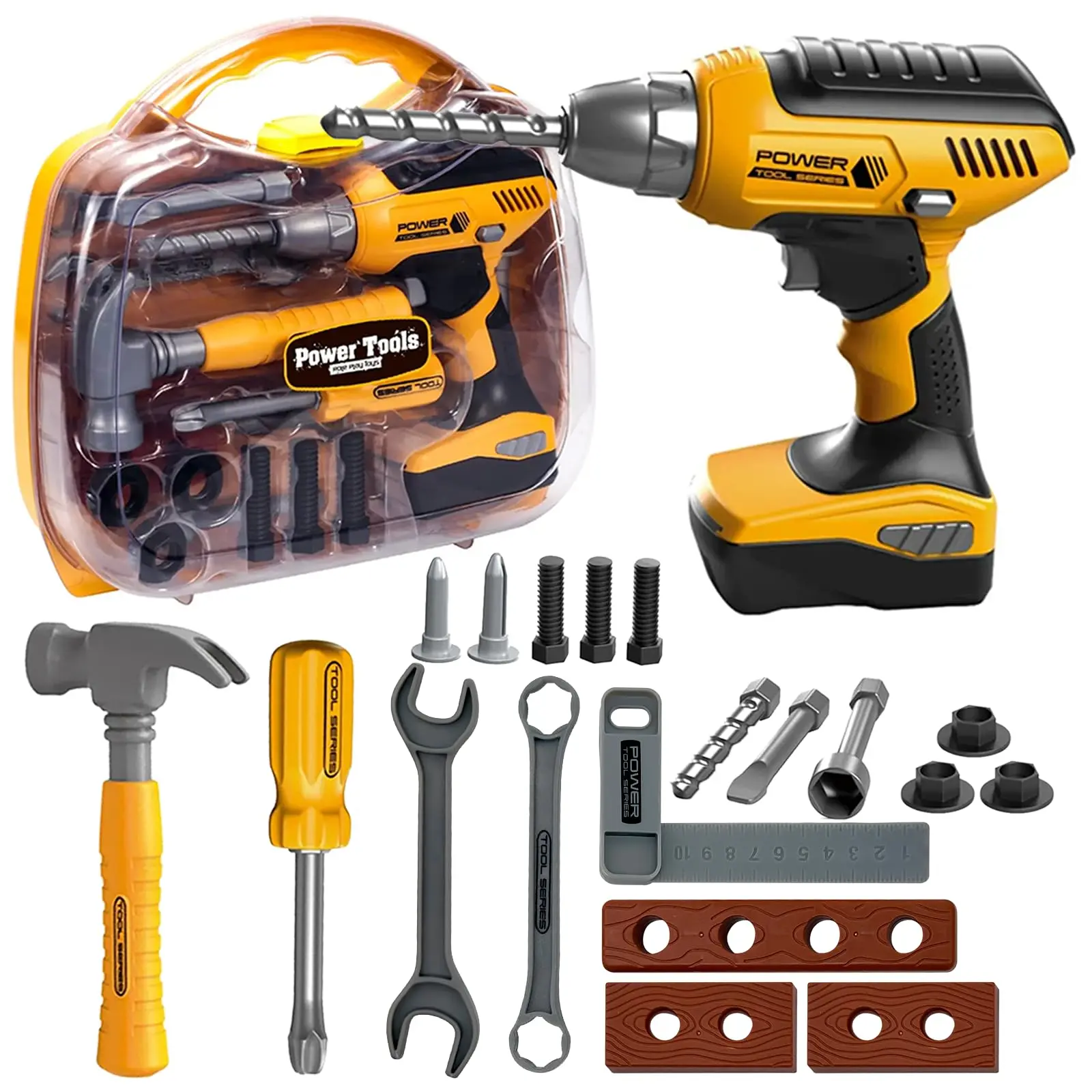 Kids Tool Box Toy Set, Pretend Repair Assembly Kit, Includes Drill, Screwdriver, Hammer, Basic Tools for Creative Play, Pretend Play Accessories, Unisex Design, Durable, Miniature Set