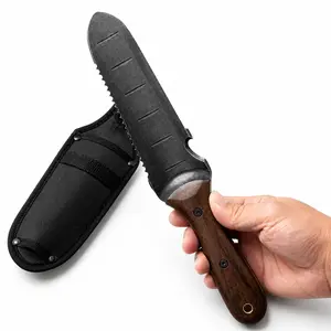 Garden Trowel with Sheath, 7" Stainless Steel Blade, Full-Tang Walnut Wood Handle for Weeding, Planting & Digging