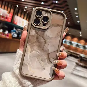Brown Marble Pattern Phone cases Case Compatible with For iPhone 17 Pro Max 16 16e 15 14 Plus 13 12 Mini 11 Air X XS Pattern TPU Lens Protection Durable Soft Cover Gift 2D printing
