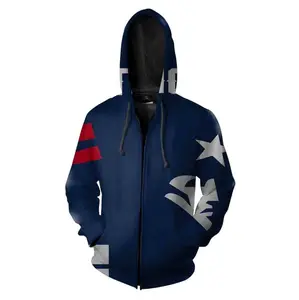 New England  Football Blue Men And Women 3D All Over Print Zip Up Hoodie Option
