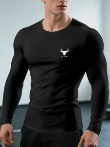 Men's Long Sleeve Compression Sports Tee for Basketball and Running, Fitted Design for High-Intensity Workouts, All Season Fashion Sportswear