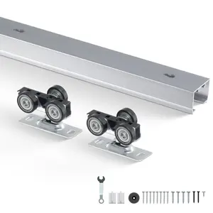 【fathersdaygift】VEVOR Sliding Pocket Door Hardware Track Kit 5ft Heavy Duty Pocket Door Hardware KitCommercial Grade Pocket Door Hardware and Track Set for 24"-30" Wide Single DoorSmoothly and Easy to Install