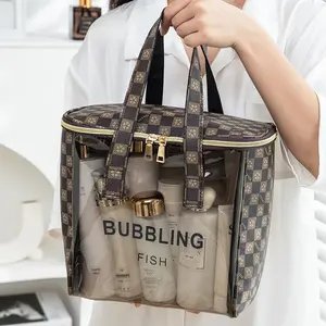 1 Travel Makeup Bag: Checkered PVC Zipper Pouch, Checkered Makeup Bag, Travel Toiletry Bag, Cosmetic Storage Gift for Women and Girls