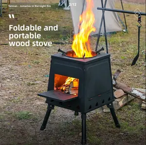 Portable Foldable Mini Tower Stove for Outdoor Camping - Foldable and Portable Wood Stove Heavy Duty Propane vevor wood stove estufa  para  camping ice  fishing pocket  rocket
