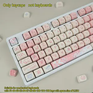 Rouge Kitten Keycaps Moa Height Pbt Dye-Sublimation, Compatible with Mx Switches, 6.25u Spacebar, Kawaii Style, Mechanical Keyboard