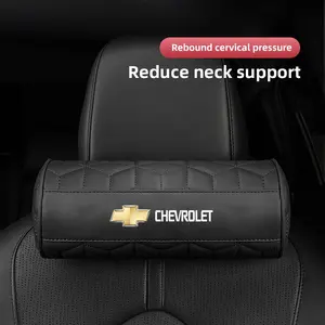 Car Round Leather Neck Protection Memory Cotton Headrest For Chevrolet Corvette Montana TrailBlazer Silverado Traverse Camaro Suburban Equinox Bolt Cruze Malibu Colorado Trax SS Spark Captiva Onix Spin Impala Cobalt