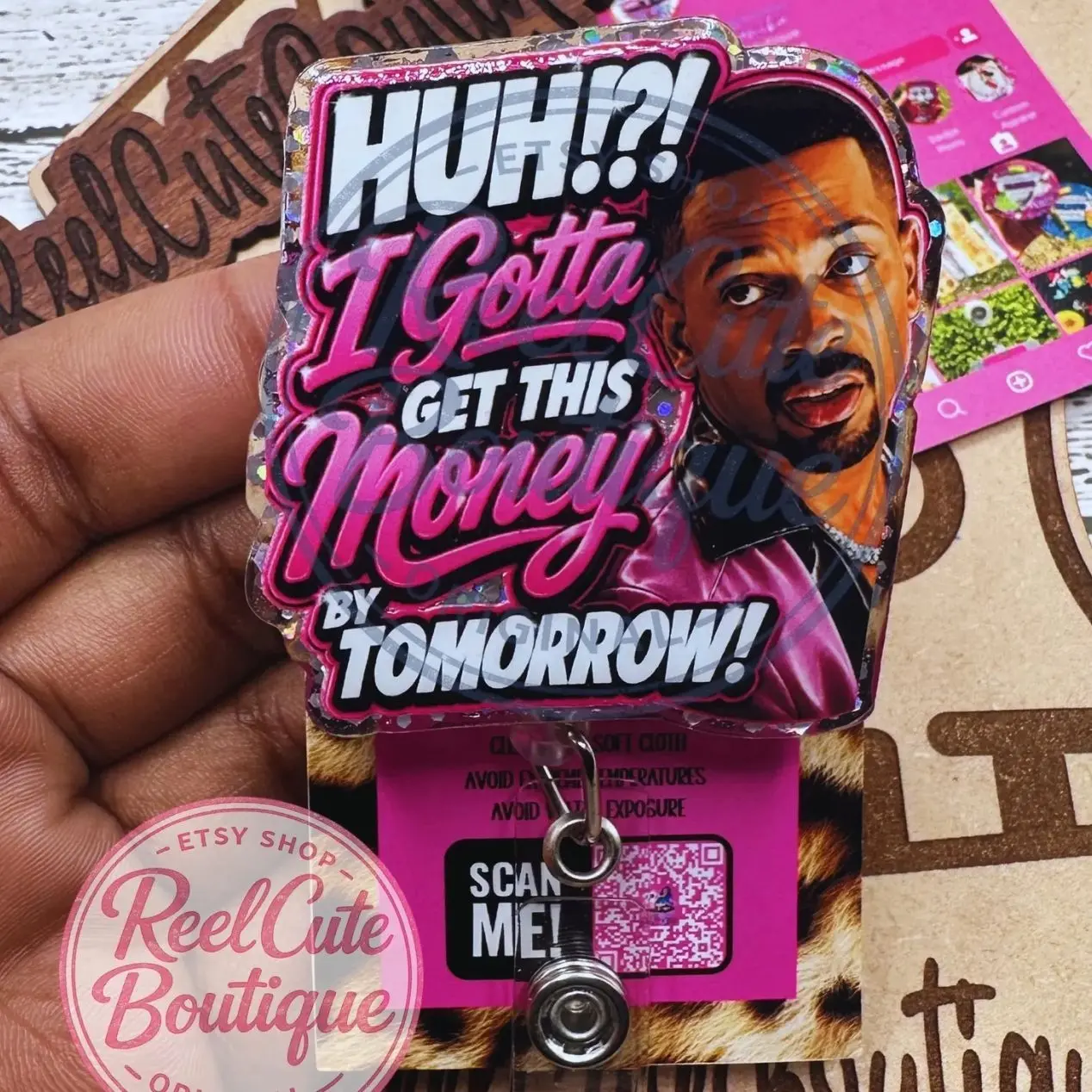 I Gotta Get This Money Nostalgia Glitter Badge Reel: Funny Nurse ID Holder Friday