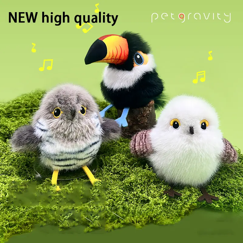 keep pet dogs and cats catnip  fun Chirping Bird Cat Toy Interactive Plush Bird Toy for Cats & Dogs Flapping Wings & Bird Sounds Anti-Boredom Chew Toy Attracts Pet Attention Indoor Outdoor Play Soft