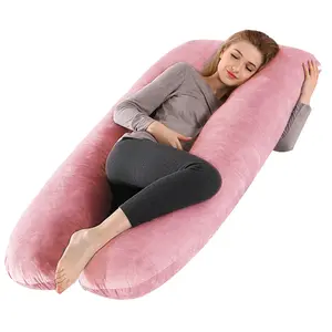 Soft U-Shaped Maternity Pillow with Removable Cover - Full-Body Support for Side Sleeping, Dark Blue Polyester Fiber, Ergonomic Design for Pregnant Women, Ultimate Comfort for Expectant Mothers, Side Sleeping Support