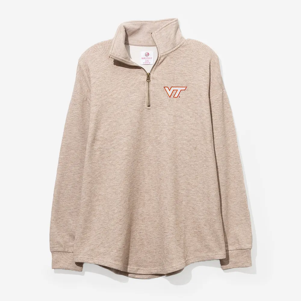 Virginia Tech Hokies Heathered Fleece Pullover | Tan