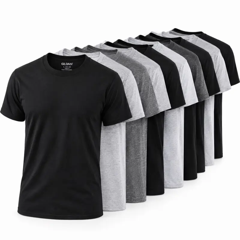 Gildan Men’s Crew Neck T-Shirts (10-Pack) - Assorted Black, Gray, Charcoal - Soft Breathable Cotton, Moisture-Wicking, Tag-Free Menswear