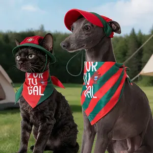 Portugal Team Pet Plaid Triangle Towel, Breathable Saliva Cloth, Pet Collar for Small Dogs and Cats, Competition Day Accessory, Dog Photo Prop