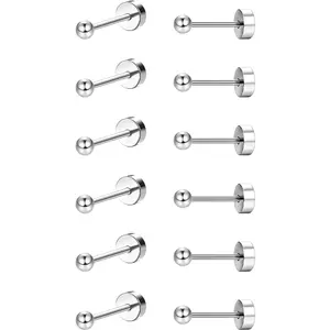 Drperfect G23 Titanium stud Earrings for Women 20G Pure Titanium Cartilage Earring for Sensitive Ears Ball Cubic Zirconia G23 Hypoallergenic Flat Back Earrings Studs Daily