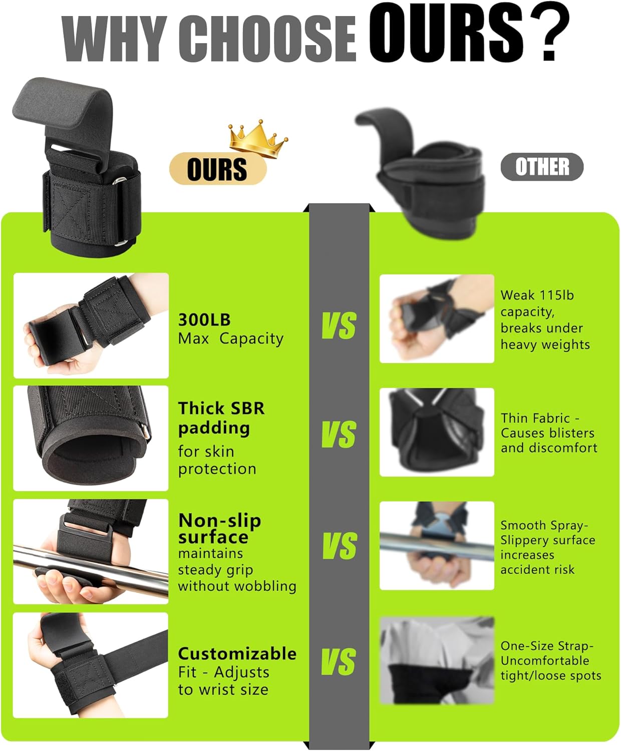 Weight Lifting Hooks Pair Heavy Duty Power Wrist Straps Hand Grip Support For Deadlifts Pull Ups for Men and Women ﻿