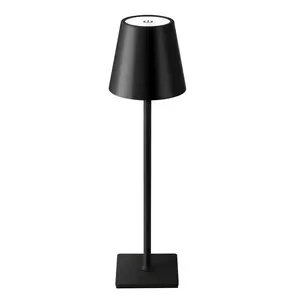 Cordless Table Lamp, Portable LED Desk Lamp, 5000mAh Battery Operated, 3 Color Stepless Dimming Up, for Restaurant/Bedroom/Bars/Outdoor Party/Camping/Coffee Shop Atmosphere Night Light(Black)