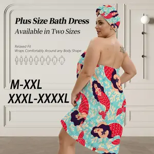 Women's Bathrobe Set with Hair Drying Cap, Hair Turban Towel, Wearable Towel Dress Design, Super Absorbent Quick Dry Fabric, Multi-Scene Bathroom Towels