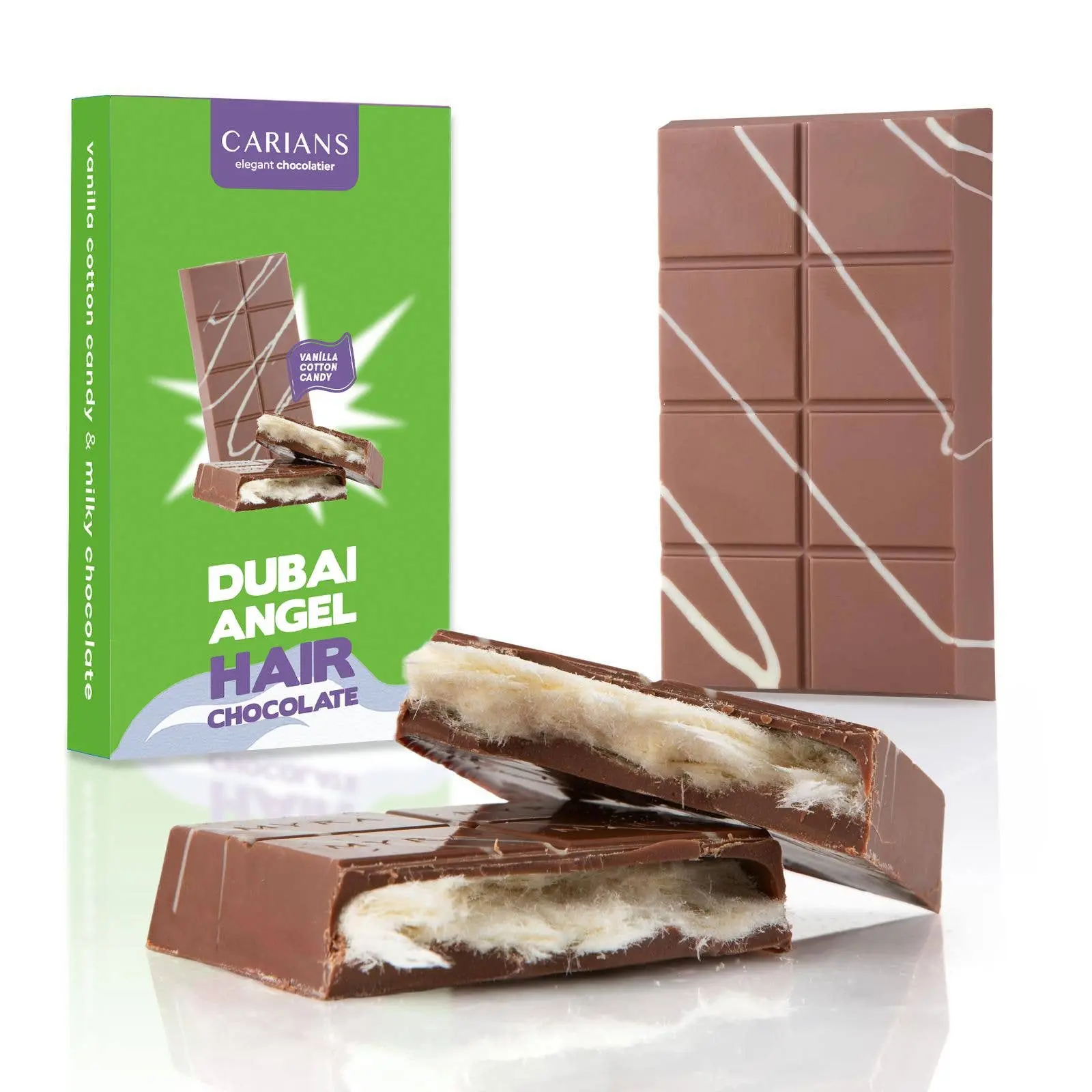 Carian's Bistro Viral Vanilla Flavor Angel Hair Chocolate Snack - Kosher, Halal, Viral Candy, Milk & Sugar-Infused, High-Quality - Ships Mon-Thurs With Cold Pack in Insulated Package to Prevent Melting