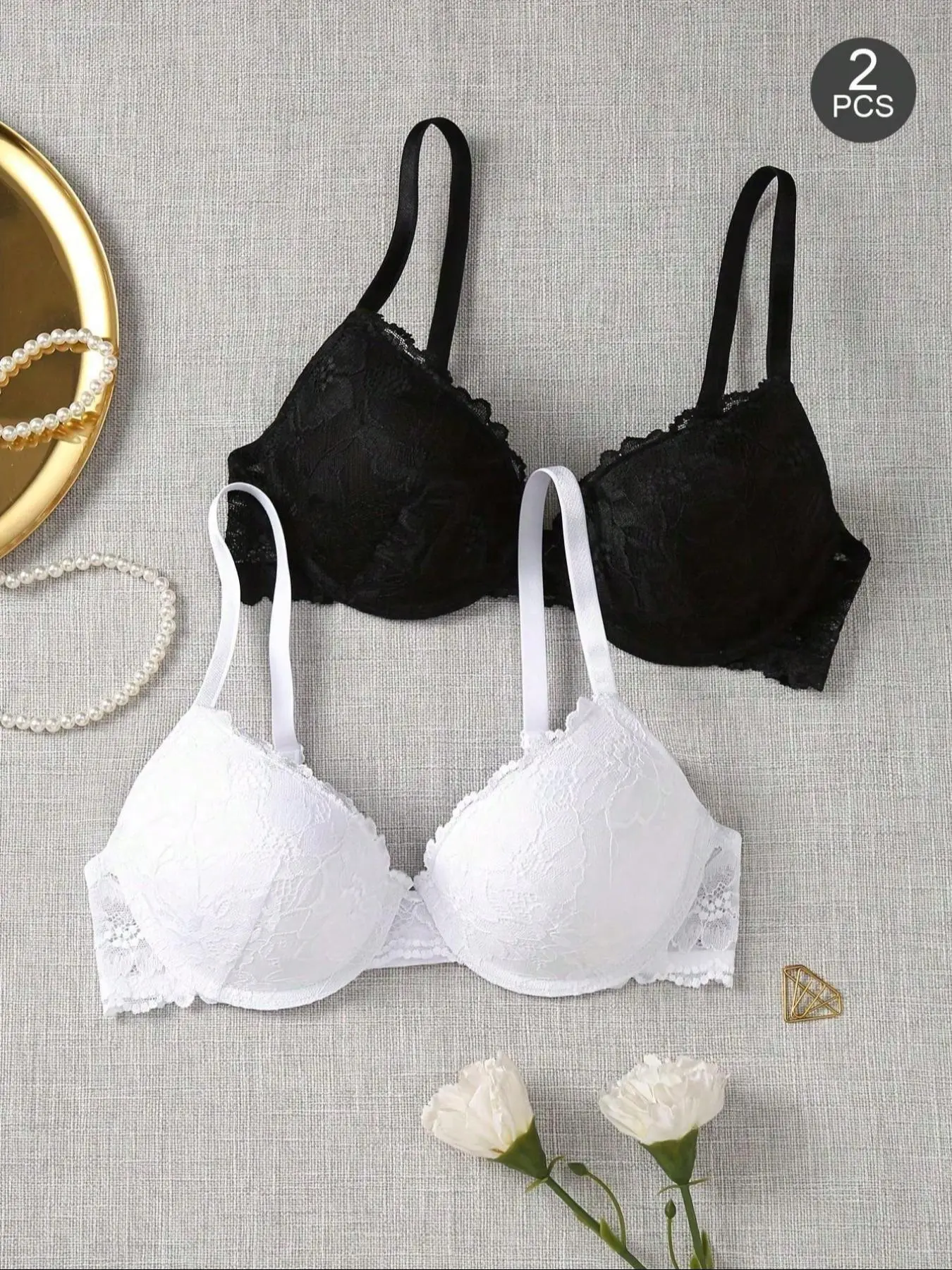 Slim-fit women's Basic lingerie with sexy lace design, comfortable for everyday wear Breathable Fit Bra Adjustable Bras Breathable Comfy Bra