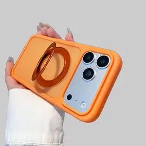Magnetic Phone Case for iPhone 17-12, Matte Texture Cover with Rotatable Stand for Apple 16 Pro/15/14, Protective Case with Comfortable Feel