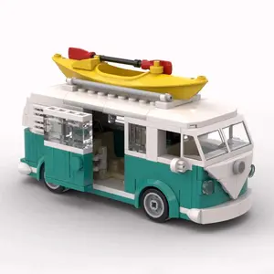 Bricklink MOC 10220 Speed Technical Car VW T1 Camper Van City Camp Truck Creative Sets with Box Building Blocks Kid Toys Gift