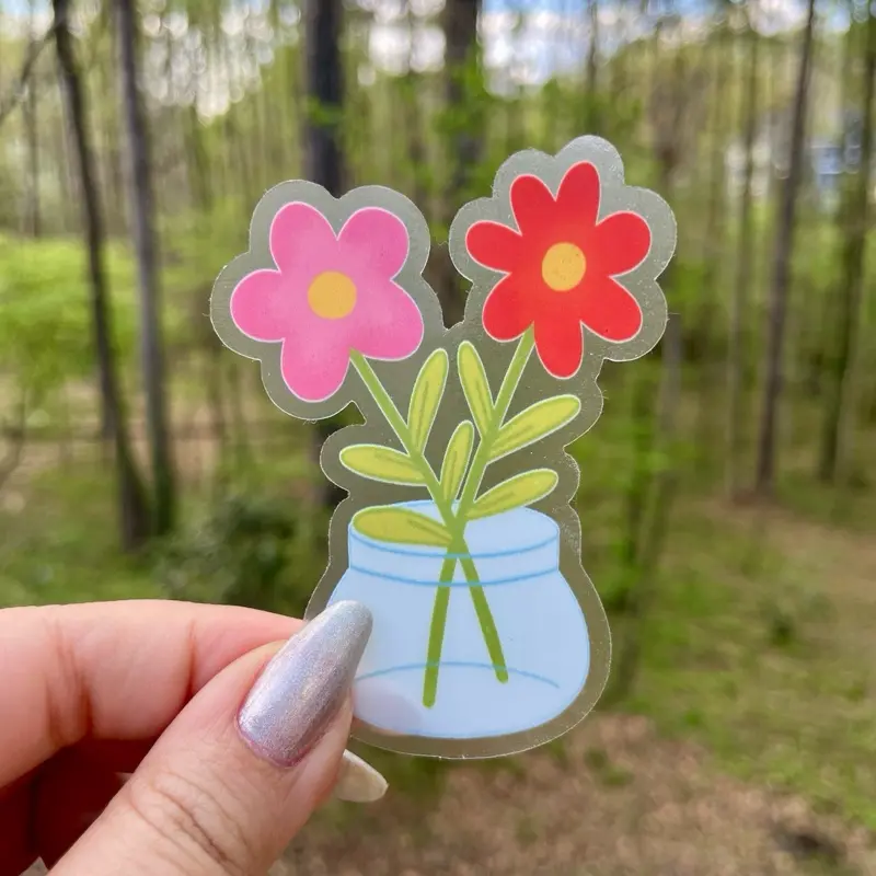 Cute Flowers Sticker Transparent Matte Vinyl