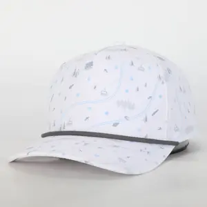 Crafted MFG 5-Panel Sweat & Water Resistant Bogey Performance Hat - Fun Yeti Mountain Print