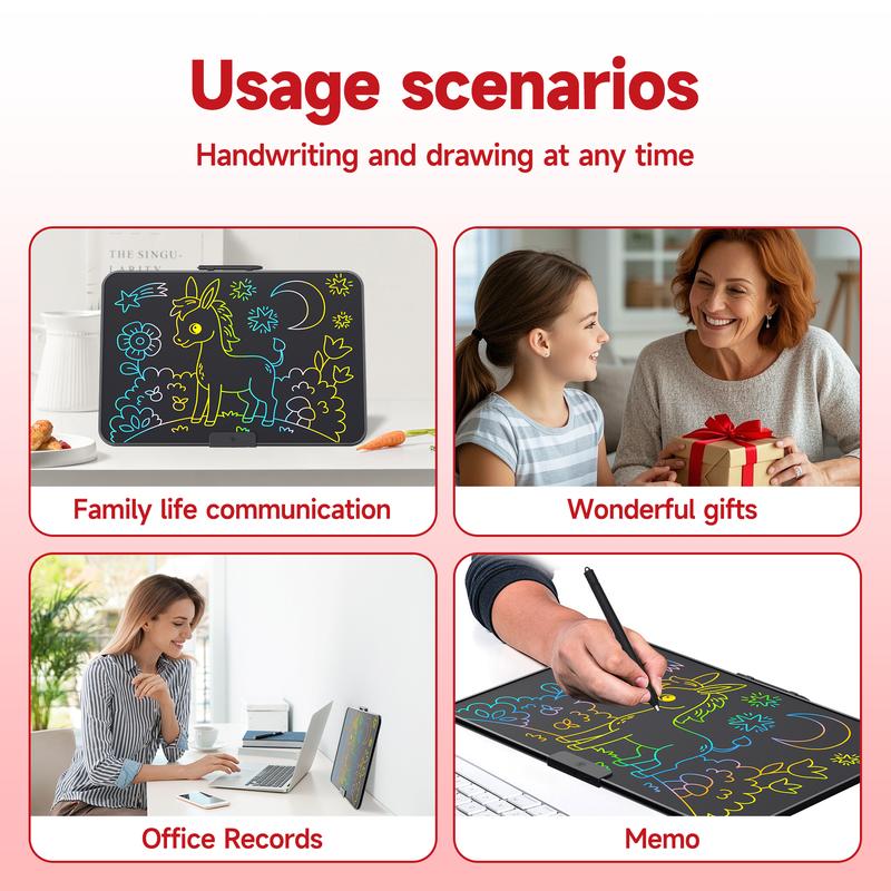 22 Inch Large LCD Writing Tablet, Colorful Electronic Drawing Board, Professional Memo Board for Home Office, Portable Whiteboard for Meeting, Menu Display for Restaurant & Cafe, Erasable & Reusable Notepad with Lock Function