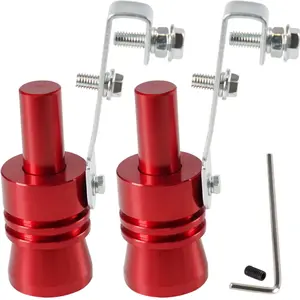 YESHMA Universal Red Turbo Sound Whistle Muffler Pipe Sounder Simulator Tailpipe Noise Sound Enhancer XL 2 Pack for Motorcycle Truck Cars Dirt Bike Scooter