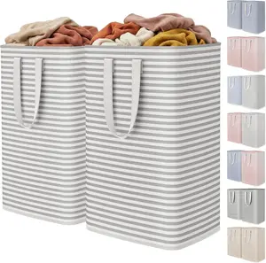 2 Pack Laundry Basket Large Capacity Collapsible Clothes Hamper Freestanding Waterproof Laundry Organizer with Reinforced Handles for Home