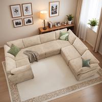 Beige Corduroy 4 Corner + 3 Middle