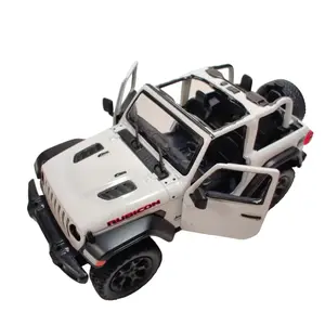 KINSMART 1:34 Scale 2018 Jeep Wrangler Rubicon Open Top Diecast Car White with Pull Back Action and Detailed Doors