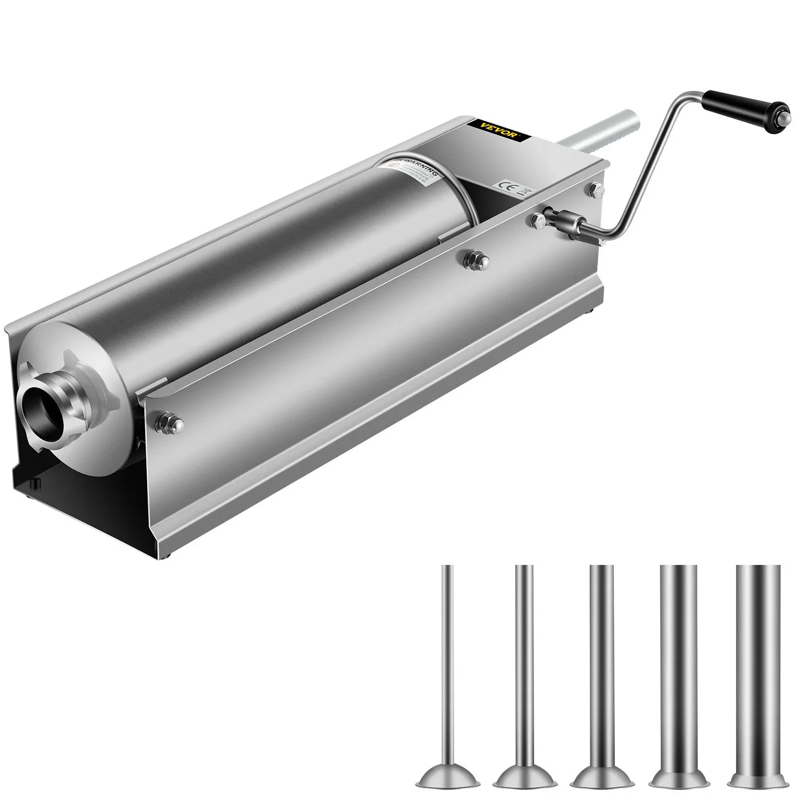 【SummerFinds】VEVOR Manual Sausage Stuffer, 7 L / 15 LBS Horizontal Sausage Machine, Dual-Speed Meat Stuffer, Made of Food-Grade 304 Stainless Steel, Includes 5 Stuffing Tubes, for Home Kitchen Restaurant Commercia