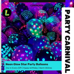 20PCS 15-Inch Fluorescent Balloon Luminous Ornament Balloon Polka Dot Birthday New Year Ornament Printed Balloon Decor Balloon Bouquet Decoration Party Supplies Birthday Decor Party Animals