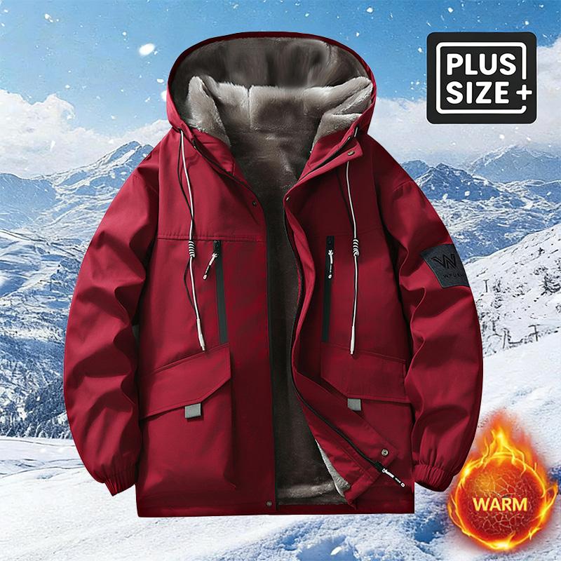 Men's Winter Fleece Outdoor Hoodie - A thick, warm jacket with an adjustable drawstring hood and zip-up front; the fleece lining provides a wind-proof construction, ideal for outdoor hiking, jogging, fishing, gym workouts or everyday casual wear.