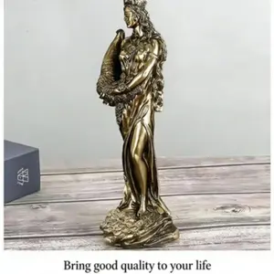 Modern Resin Statue of Greek Mythology Wealth Goddess Tyche, Luck Charm Figurine for Business Success and Opening Ceremonies
