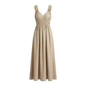 2026 Summer New Long Sleeveless Thin Strap Deep V Neck Elegant A-Line Dress, Formal Wear, Stylish Women's Fashion, Perfect for Parties and Events