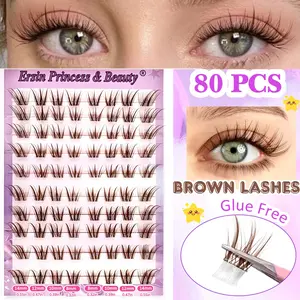 80 Pcs Self Adhesive False Eyelashes, False Eyelash Extensions, Mixed Lengths 8-14mm, Curled Natural Volume, Cosplay Travel Pack, Suitable for Various Occasions