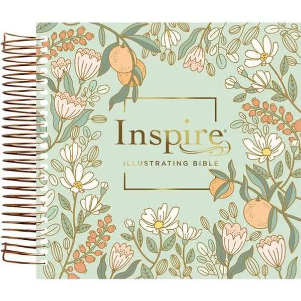 NLT Dayspring Inspire Illustrating Study Bible - Coloring, Creative Journaling, English, Large Format, Filament Enabled, Spiral Bound, Mint Floral Garden, New Living Translation