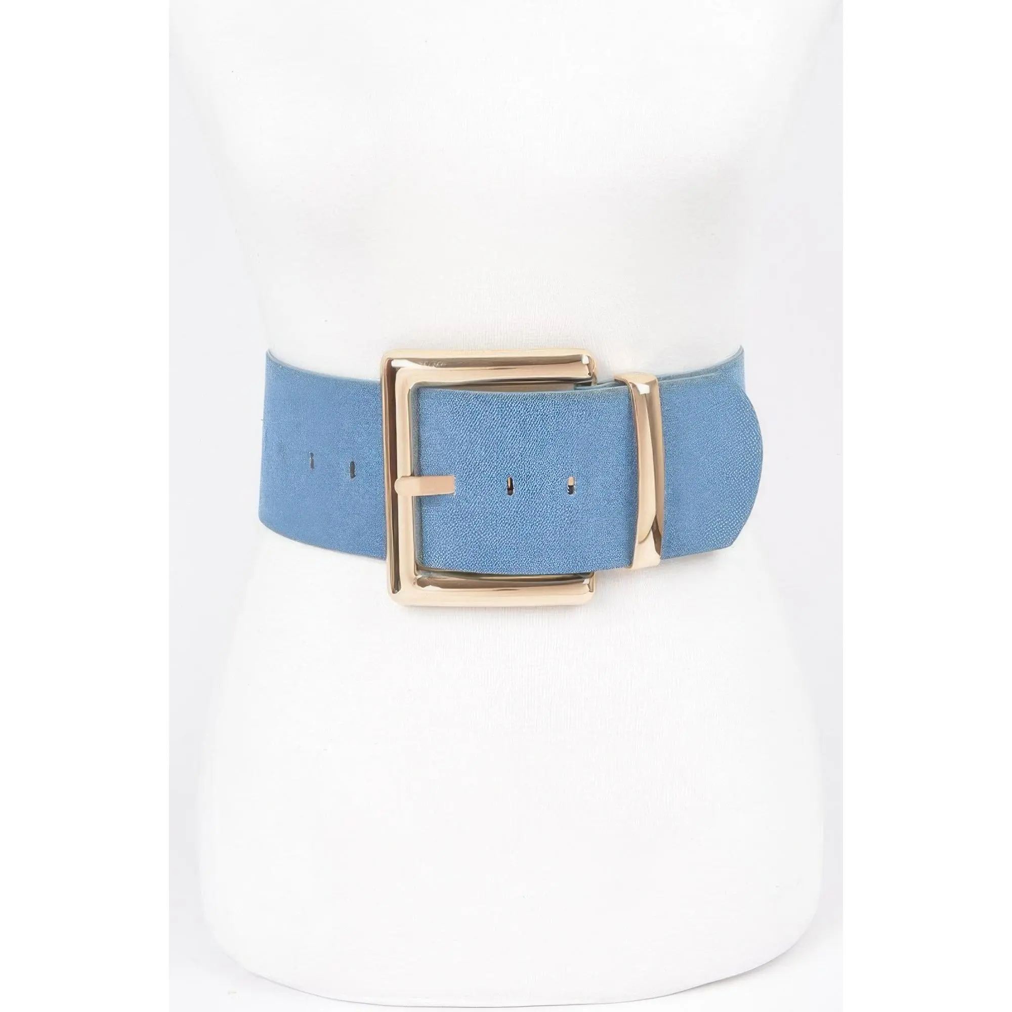 Oversized Metal Buckle Denim Waist Belt