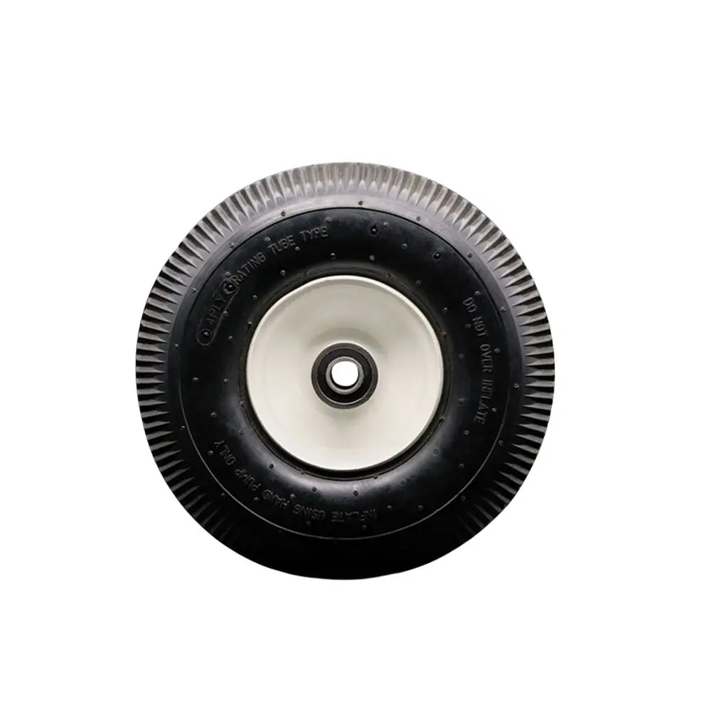 Service Caster SCC-FPB350-4O-BRGKIT Rubber Castors with Sawtooth Treads for Dollies, Low Speed Hand Trucks, 10"x3.5" Pneumatic Wheel, 2.25" Offset Hub, Ball Bearings, 450 lbs Capacity per Wheel, Smooth Roll, Noise Reduction