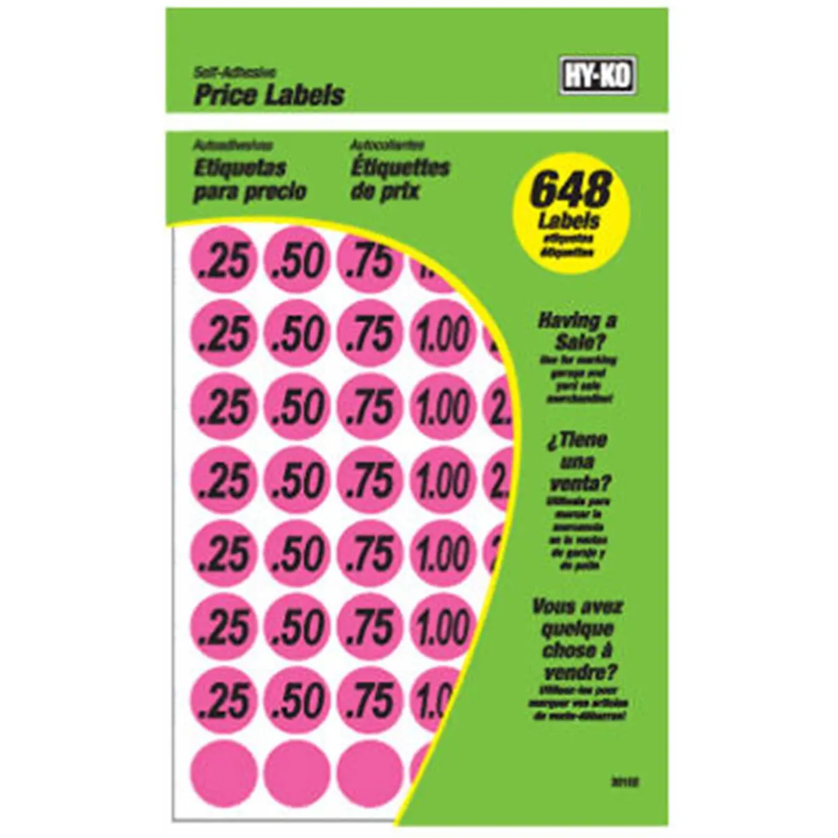 212 MAIN Sticky Labels - Hy-Ko Products 30102 648-Piece Garage Sale Price Labels for Home Supplies, Home Decor Plaques & Signs