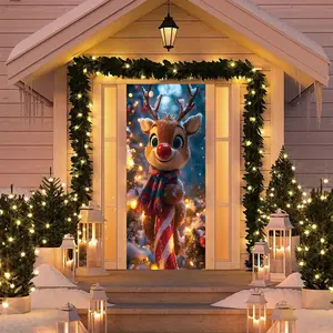 Elastic Room Door Decoration Set, Simple Installation, Christmas Halloween Door Cover, Holiday Party Decor, 82.7in X 35.4in