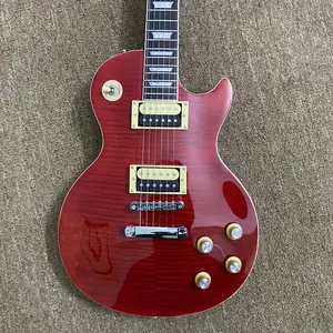 LP electric guitar, featuring flame wood veneer, zebra pickups, solid body, rosewood fretboard with 22 frets, 6 strings