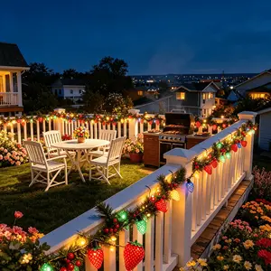Solar Strawberry Light Strip, 5m/7m/12m LED Lights, Waterproof Ip45, Outdoor Indoor Use, Party Festival Decor, Energy Saving