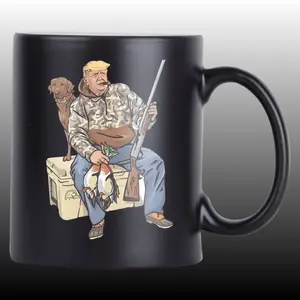 Donald Trump Duck Hunter Mug, Camo Hoodie Hunting Dog Coffee Mug