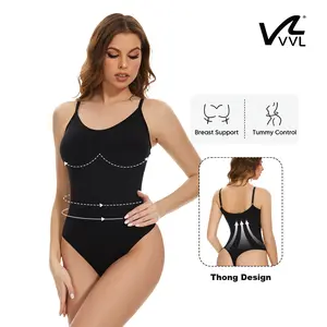 VVL Women's Seamless Thong Shapewear Bodysuit – Round Neck Sleeveless Body Shaper with Tummy Control, Butt Lift & Breathable Mesh