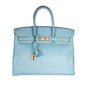 Pre-owned HERMÈS Togo Tote Bags Birkin 35 Blue Ciel