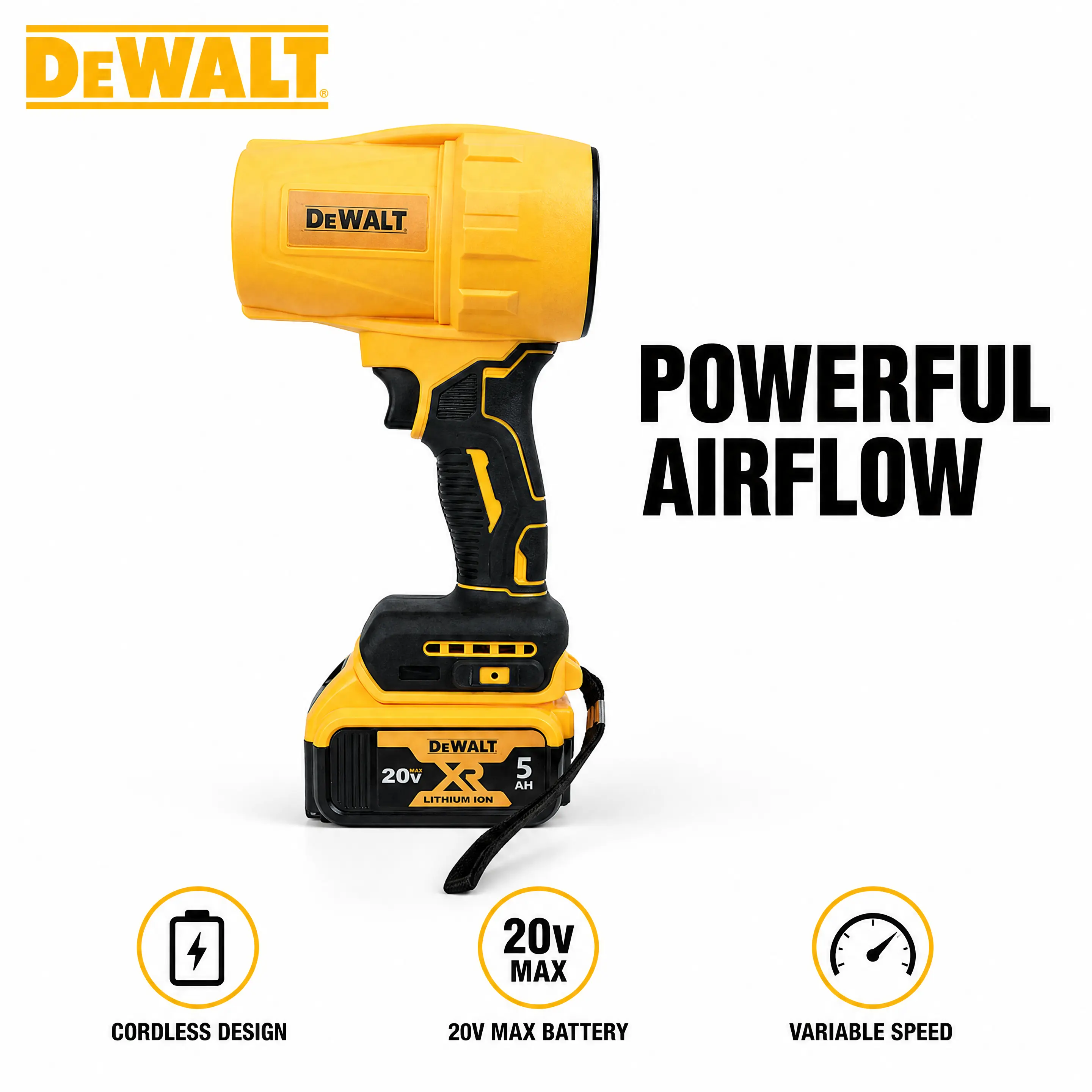 DEWALT 20V MAX Cordless 70mm Duct Fan Blower - Handheld Power Tool with 36000 RPM Speed Matrix System for Machinery Dust Removal, Heavy Duty Leaf Clearing
