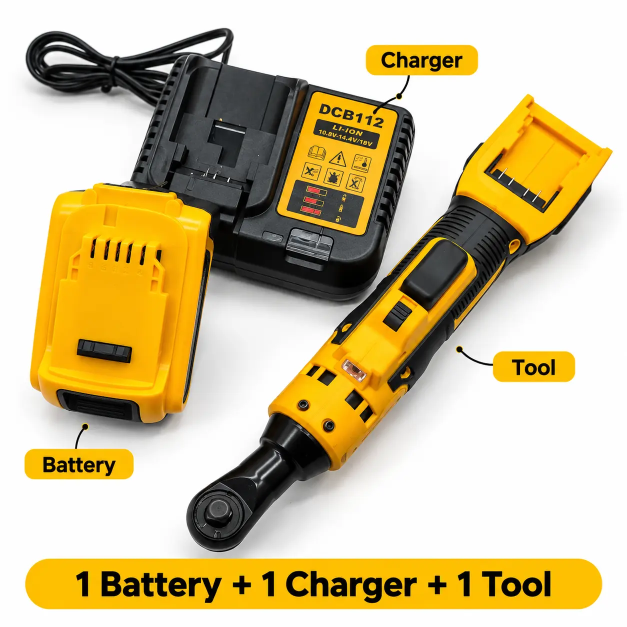 512 Brushless Cordless Ratchet Wrench, Compact Electric Ratchet Tool with Ergonomic Grip, Low Profile Head, 1 Battery, 1 Charger for Car Repair, Workshop Projects, DIY Mechanical Applications