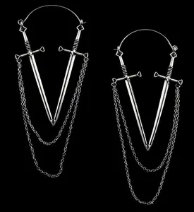20G Sword & Chain Plug Hoops